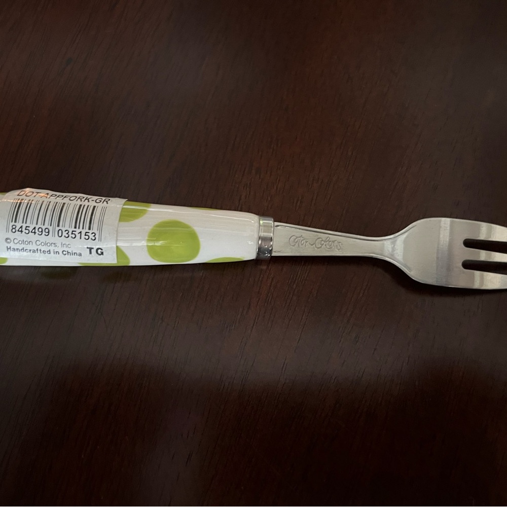NEW Coton Colors Green Dot Appetizer Fork - RETIRED
